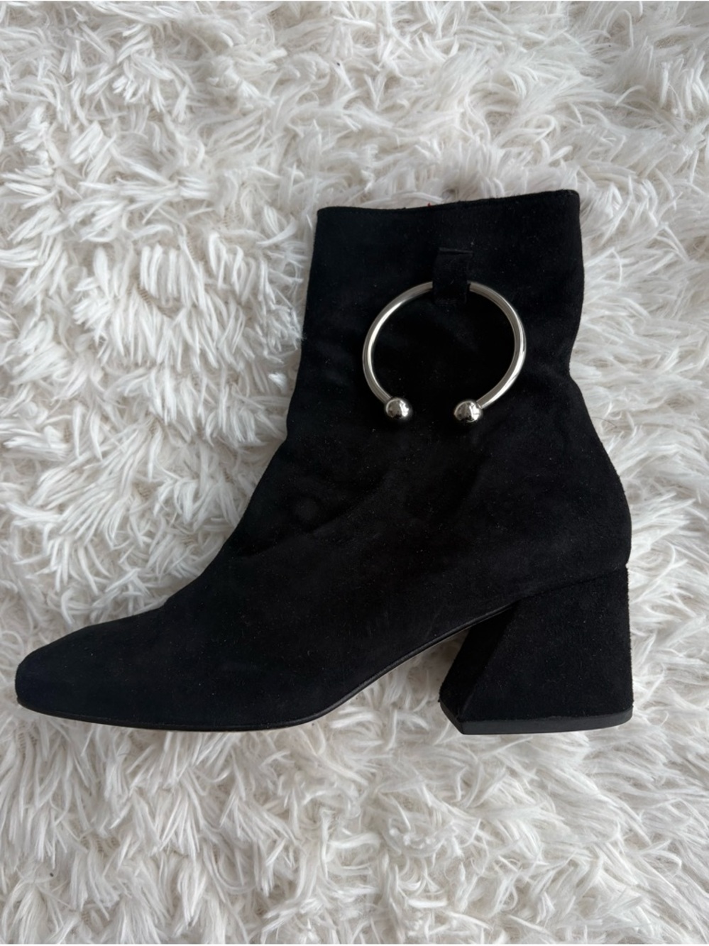 Dora Teymur Black Suede Boots – 60s/70s Inspired Chunky Heel – 36.5